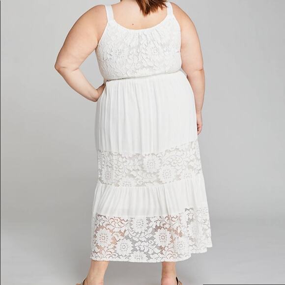 Lane Bryant white Lace Inset Midi Dress - Picture 3 of 7